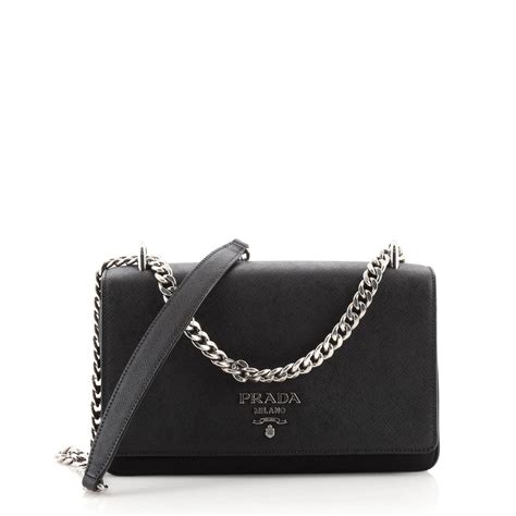 prada tessuto crossbody bag leather black|saffiano leather shoulder bag Prada.